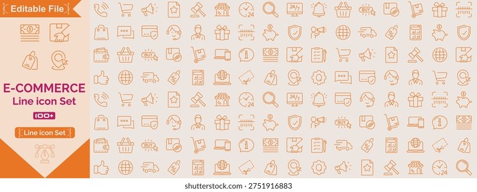 Ecommerce icon collection set. Containing shopping cart, sale tag, bag, credit cards, search, basket, quality icon. Simple flat vector.