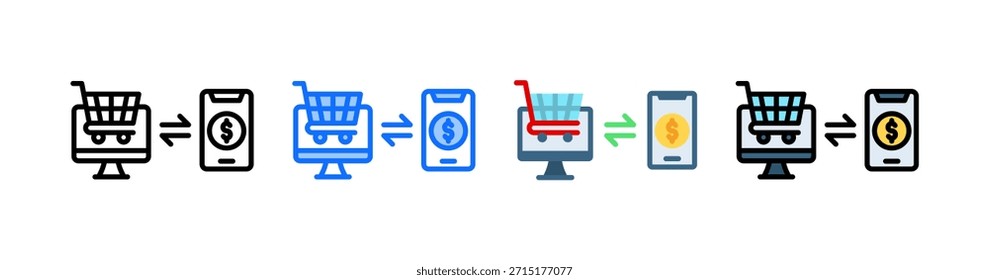 Icono de comercio electrónico Conjunto de Colección Estilo múltiple