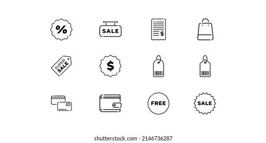 E-commerce icon collections set. web design and web icon collection. Isolated vector icon pack. Linear icon, line art