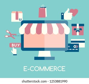 E-Commerce Icon. Flat Design. Vector Illustration