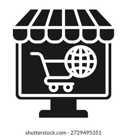 Ilustración vectorial de glifo de icono de comercio electrónico