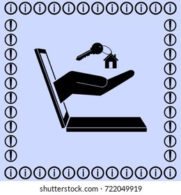 E-commerce icon, house key from notebook vector illustration
