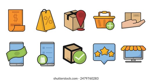 Conjunto de ilustración de icono de comercio electrónico Colección