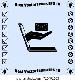 E-commerce icon, letter from notebook vector illustration