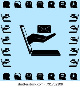 E-commerce icon, letter from notebook vector illustration