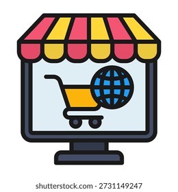 Ilustración vectorial de color de línea de iconos de comercio electrónico