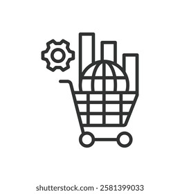 E-commerce icon in line design. E-commerce, online shopping, digital store, e-commerce platform, online payment on white background vector. E-commerce editable stroke icon