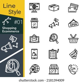 E-Commerce-Symbol mit Linienstil