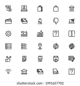 E-Commerce-Symbol oder -Logo einzeln auf Zeichen, Vektorgrafik - Sammlung von hochwertigen Vektorsymbol in schwarzem Stil
