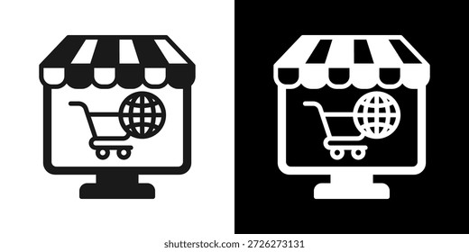 Ícone De Comércio Eletrônico De Estilo Misto Preto-E-Branco