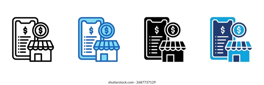 Icono de comercio electrónico Multi Style Ilustración vectorial