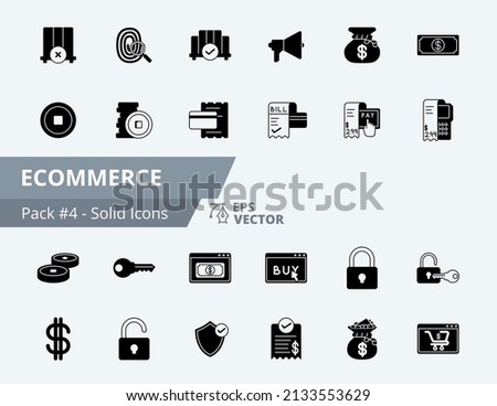 Ecommerce Icon Pack 4, 24 Ecommerce Solid Icons set