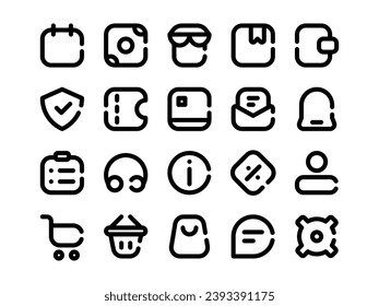 E-Commerce Icon Pack Broken Line Style. Colección de Iconos de Negocios y Venta, Perfecto para sitios web, páginas de aterrizaje, aplicaciones móviles y presentaciones. Adecuado para UI UX.