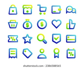 E-Commerce Icon Pack in Gradient Outline Two Tone Style. Perfect for Websites, Landing Pages, Mobile Apps, Presentations, and Other Projects. Suitable for User Interface and User Experience UI UX.