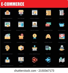 E-commerce Icon Pack, Online shopping, Cart, Easy to Edit, illustration, Payment security, online payment, Location
