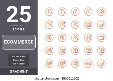 E-Commerce Icon Pack für Ihre Website Design, Logo, App, UI. E-Commerce-Symbol Farbverlauf-Design. Vektorgrafik-Illustration und bearbeitbarer Strich. EPS10.