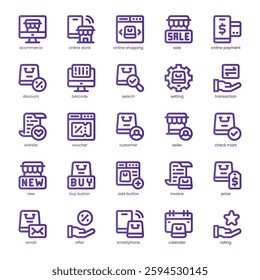 Ecommerce Icon pack for your website, mobile, presentation, and logo design. Ecommerce Icon line basic color design. Vector graphics illustration and editable stroke.