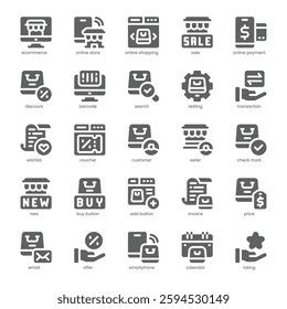 Ecommerce Icon pack for your website, mobile, presentation, and logo design. Ecommerce Icon solid design. Vector graphics illustration and editable stroke.