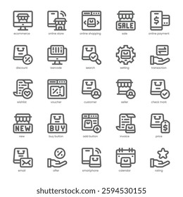 Ecommerce Icon pack for your website, mobile, presentation, and logo design. Ecommerce Icon outline design. Vector graphics illustration and editable stroke.