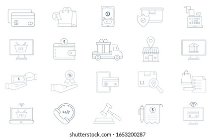 E-Commerce Icon Pack.Illustration isolated for graphic and web design.