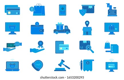 E-Commerce Icon Pack.Ilustración aislada para diseño gráfico y web.
