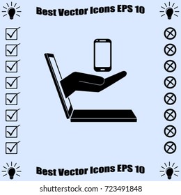 E-commerce icon, phone from notebook vector illustration