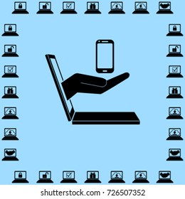 E-commerce icon, phone from notebook vector illustration