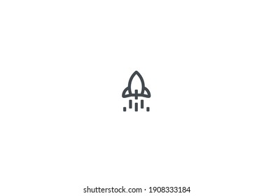 Ecommerce icon with Rocket icon. Outline style 