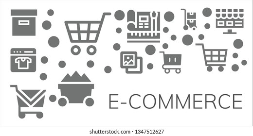 e-commerce icon set. 11 filled e-commerce icons.  Simple modern icons about  - Box, Shopping cart, Online shop, Background, Web design, Trolley