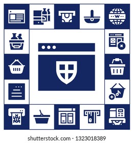 ecommerce icon set. 17 filled ecommerce icons.  Simple modern icons about  - Web, Shopping basket, Website, Basket, Atm, Shopping online, Internet