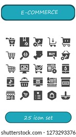  e-commerce icon set. 25 filled e-commerce icons. Simple modern icons about  - Shopping cart, Box, Online shop, Payment method, Buy, Basket, Web design, Web, Online store, Shopping basket