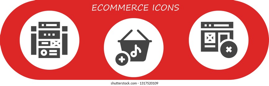 ecommerce icon set. 3 filled ecommerce icons.  Simple modern icons about  - Web site, Basket, Web