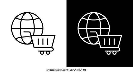 ecommerce icon set in black and white outline vector illustration