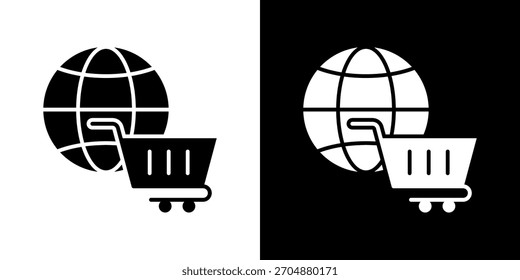 ecommerce icon set in black and white solid vector illustration