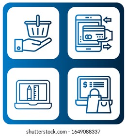 conjunto de iconos de comercio electrónico. Colección de cesta de compras, pago móvil, diseño web, iconos de compras en línea