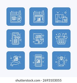 Ecommerce icon set collection. Shopping icon set collection. Linear icon collection. Editable stroke. Vector illustration