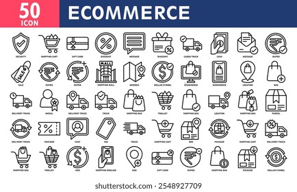 E-Commerce Icon Set Collection. Simple Line Vector