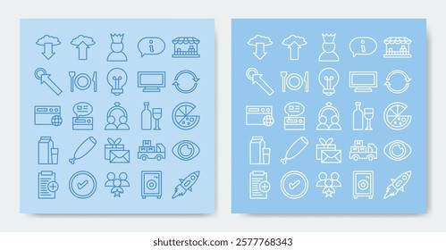 ecommerce icon set. containing add, bulb, click, content, customer, done and more. vector icons collection