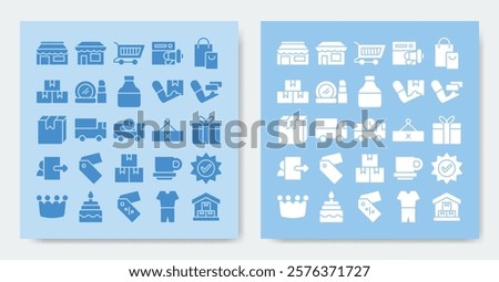 ecommerce icon set. Containing advertising, beauty, box, cake, cart, close, coffee and more. vector icons collection.