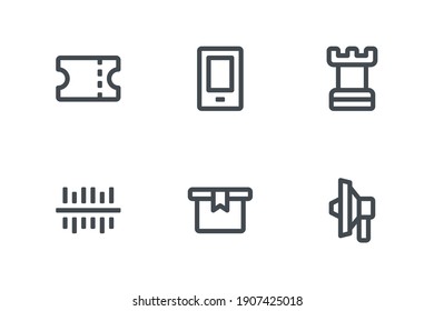 Juego de iconos de Ecommerce con icono Cupón, Smartphone, Estrategia, Código de barras, caja y megáfono