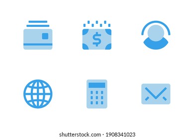 Ecommerce icon set with Credit Card, Payment, Customer, Internet, envelope and calculator icon. flat style