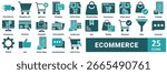 Ecommerce icon set. with icon fast delivery, shopping cart, add cart, shopping, online shop, shopping bag, ecommerce, online store, purchase, package, ecommerce, payment, computer, card