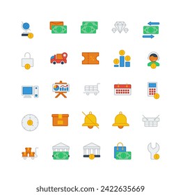 conjunto de iconos de ecommerce. colección de iconos de color rellena. Conteniendo iconos