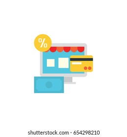 E-commerce icon set in flat color illustration