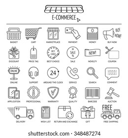 E-commerce icon set. Flat design. Vector illustration