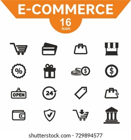 Ecommerce icon set flat style vector illustration
