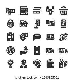 E-commerce icon set with glyph style vector illustration