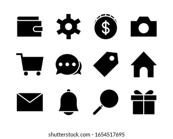 Icono de comercio electrónico con estilo glifo. Apropiado para cualquier propósito.