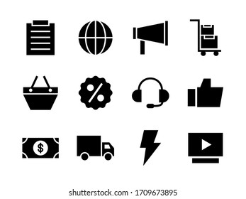 Ecommerce icon set with glyph style. Suitable for any purpose.