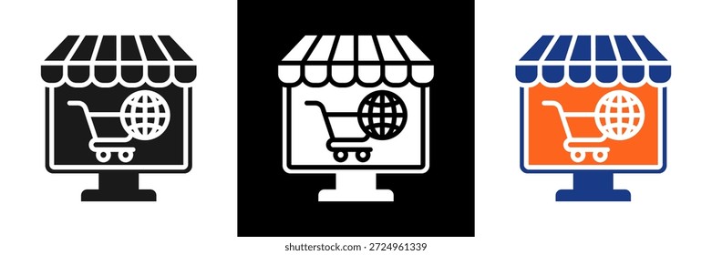 Ilustração do vetor de glifos do conjunto de ícones do e-Commerce